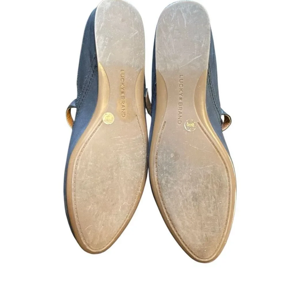Lucky Brand Women's Black Leather Cyrena Mary Jane Flats Shoes Size 9